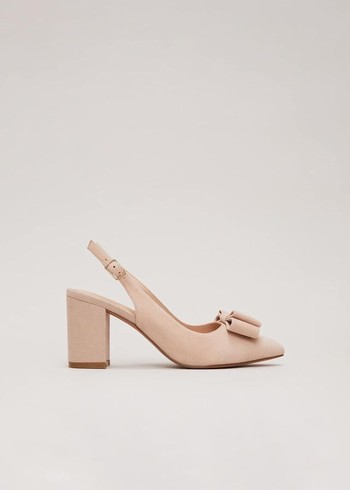 Phase Eight Bow Front Slingback Block Heels Cream Australia | OX8634271